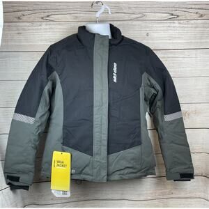 Ski-Doo Womens Sz M Vasa Snowmobile Jacket Coat Gray Black